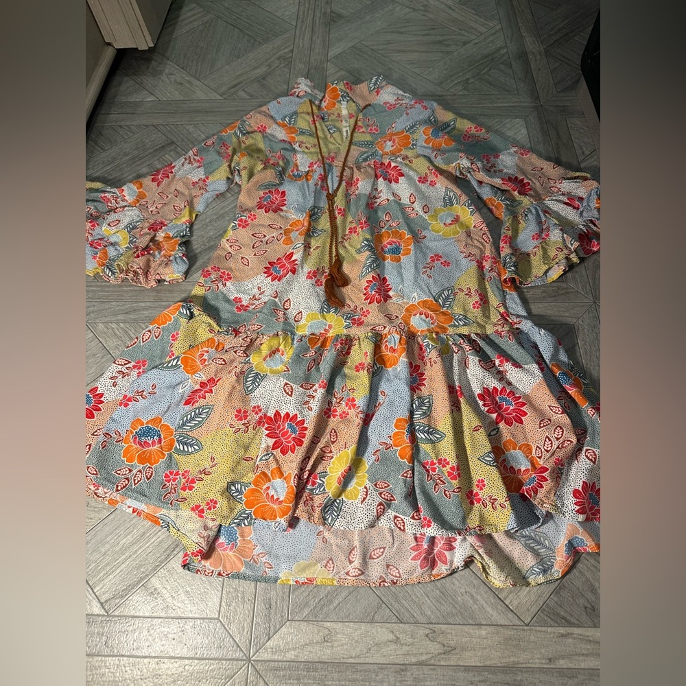 Uncle Frank Colorful Floral Long Sleeve Dress